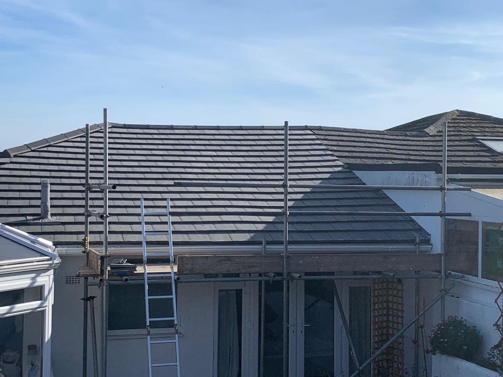 A new roof completed on a bungalow