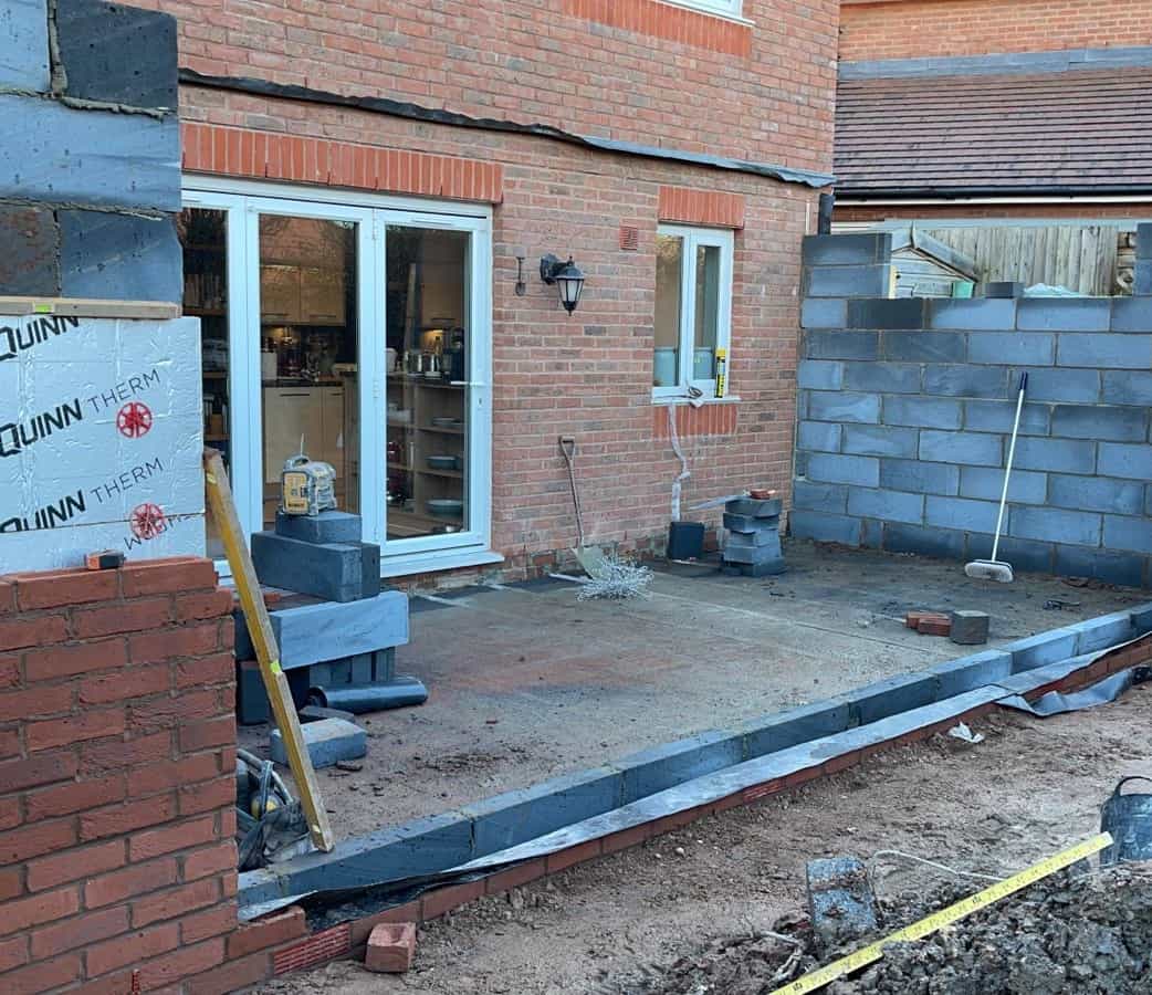A house extension in progress on the back of a house